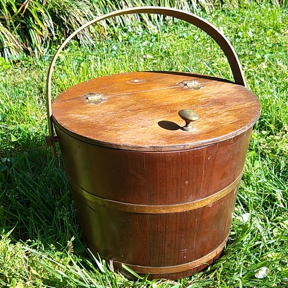 Vintage C.L.Lane Company Wood Barrel Sewing Bucket - Picture 1 of 3